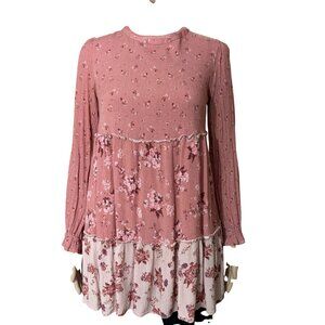 Penelope Rose Pink Boho Top Dress Tunic Size Small